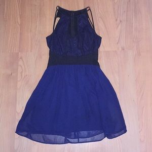 BCBG Navy and Black lace and cut out dress